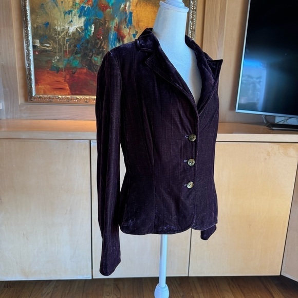 Jon Crush Textured Velvet and Silk Purple Iridescent Blazer - Picture 5 of 12